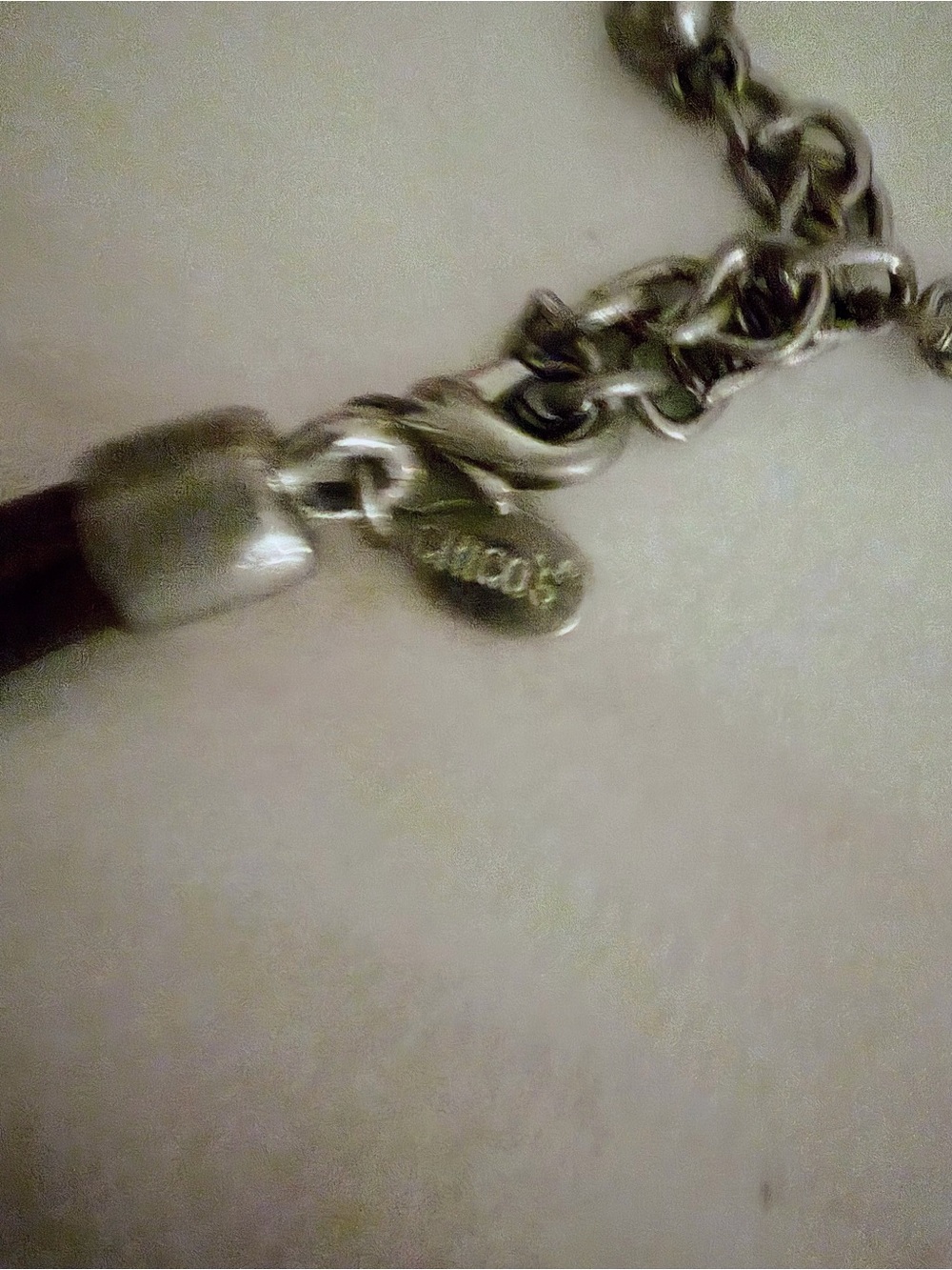Antique Chico's White Howlite Pendant Necklace with Brown Leather Cord - Picture 5 of 5